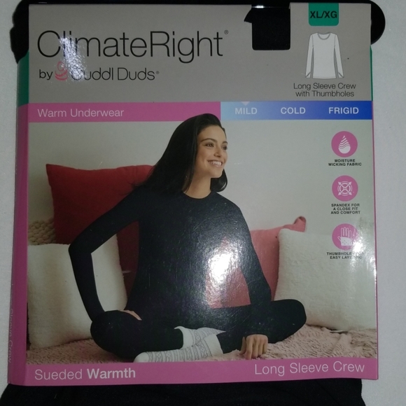 Cuddl Duds Climate Right Crew TOP Sueded Black New - Picture 4 of 8